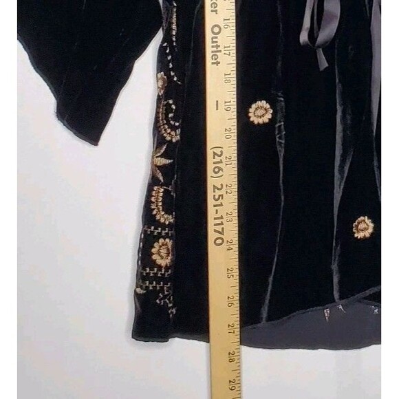 Anna Paul Designer Velvet Silk Embroidered Kimono Top Women Small Romantic Y2K - Picture 7 of 10